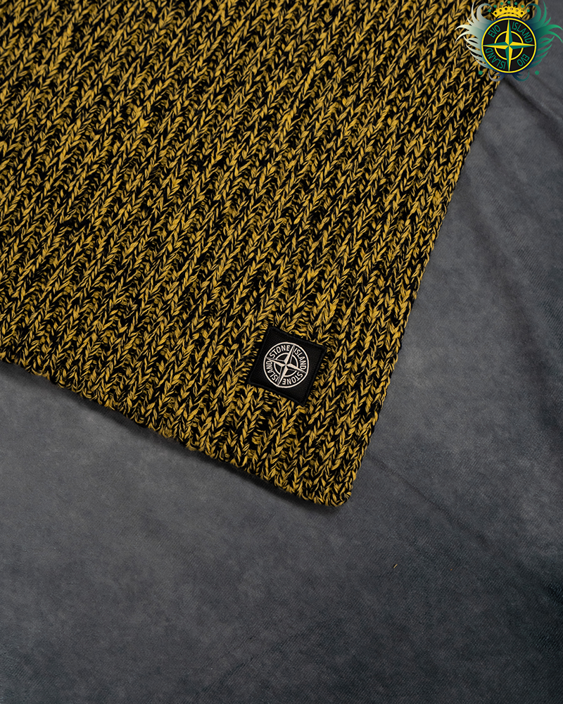 Stone Island Ribbed Knit Scarf Yellow/Black