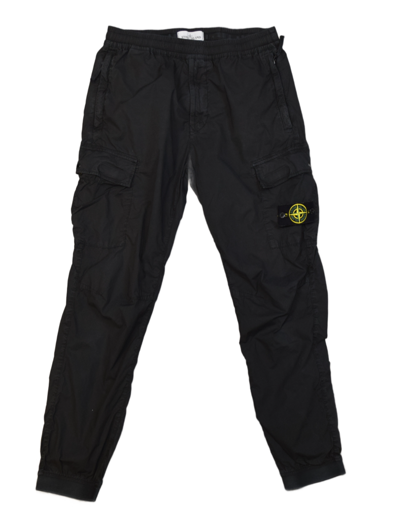 Stone Island Cuffed Cargos Black front view