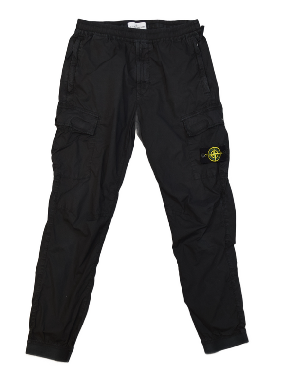 Stone Island Cuffed Cargos Black front view