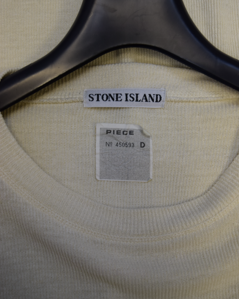 Stone Island Vintage Lino Flax Jumper Cream detail view
