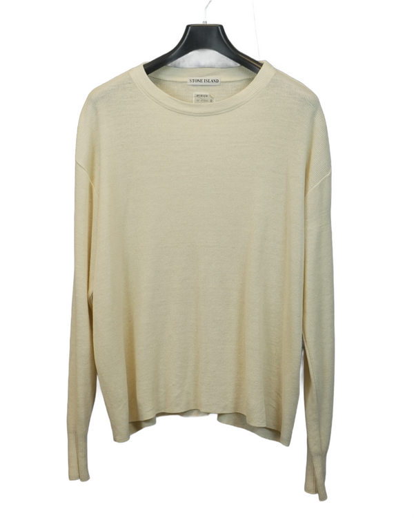 Stone Island Vintage Lino Flax Jumper Cream front view