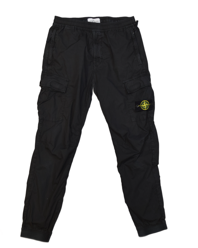 Stone Island Cuffed Cargos Black front view
