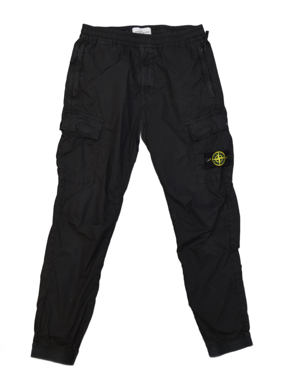 Stone Island Cuffed Cargos Black front view