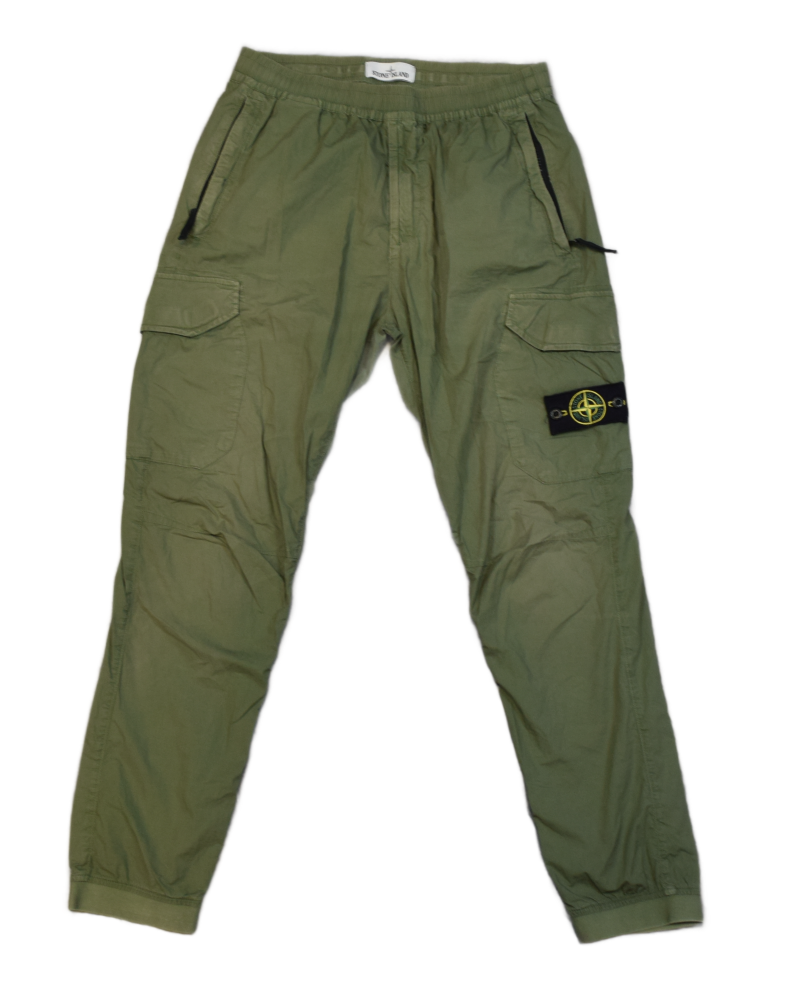 Stone Island Cuffed Cargos Green front view