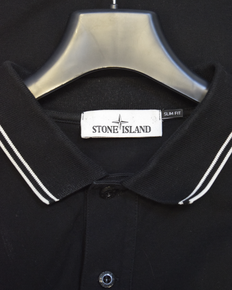 Stone Island Compass Patch project polo shirt Black detail view
