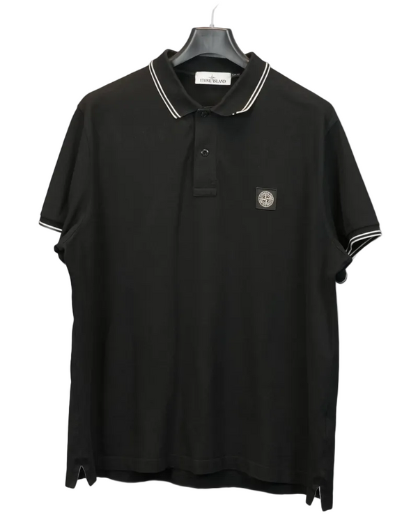 Stone Island Compass Patch project polo shirt Black front view