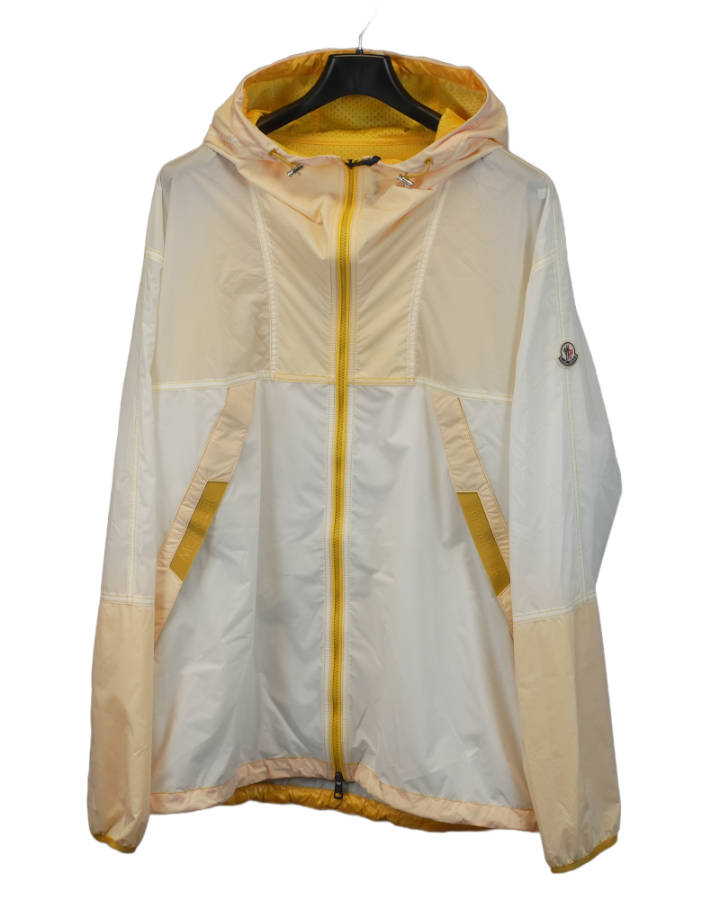 moncler Doi 2 Tone Hooded Lightweight Jacket white/yellow front view