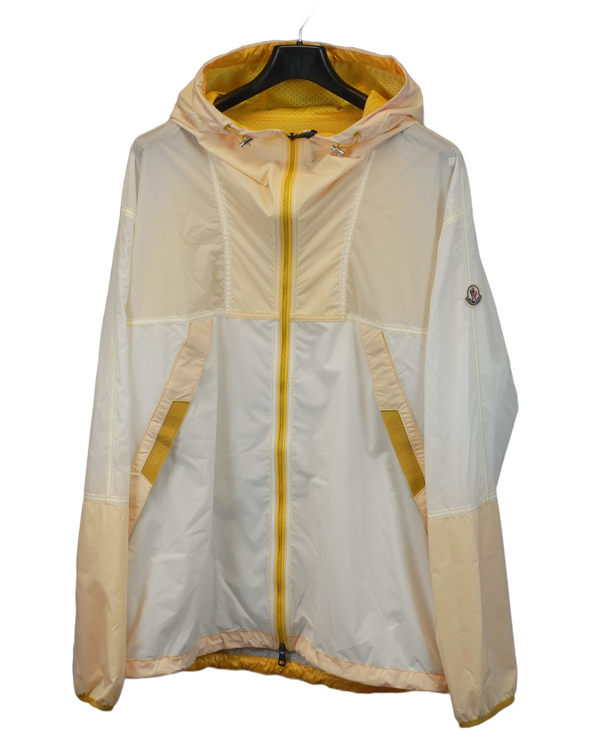 moncler Doi 2 Tone Hooded Lightweight Jacket white/yellow front view