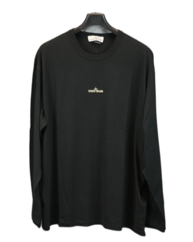 Stone Island Long Sleeve Back Print T-Shirt Black front view