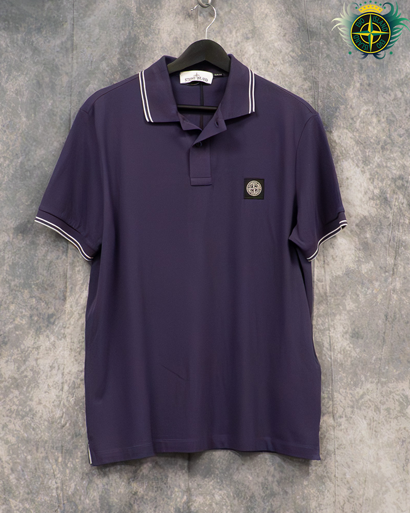Stone Island Compass Logo Polo Shirt Purple - L