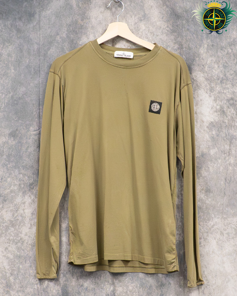 Stone Island Long Sleeve Compass Patch T-shirt Khaki - L