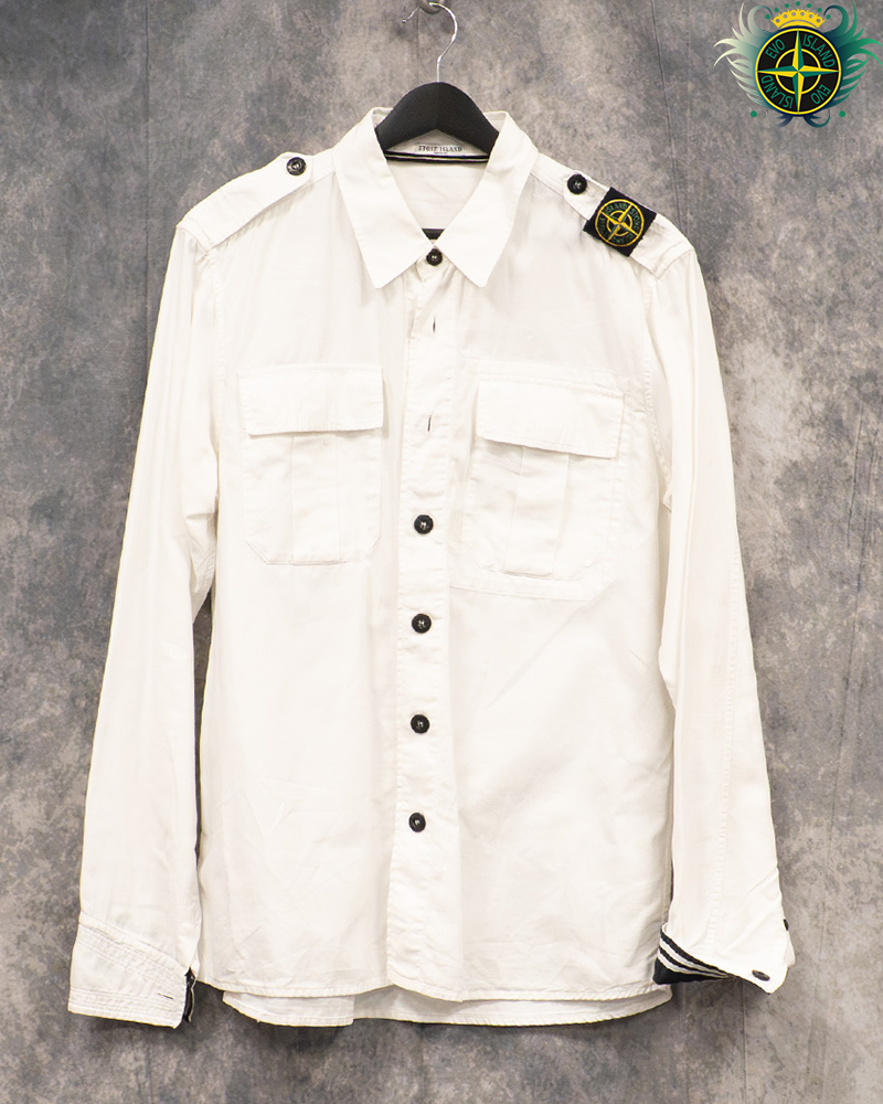 Stone Island Shoulder Compass Patch Shirt White - L