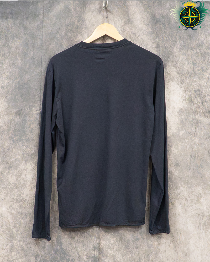 Stone Island Compass Logo Long Sleeve T-Shirt Navy Blue - M