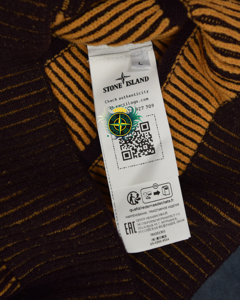 Stone Island Bicolour Stitch Wool Knit Crewneck Brown - L