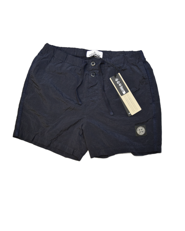 Stone Island Nylon Metal Patch Project Swim Shorts Navy Blue front view