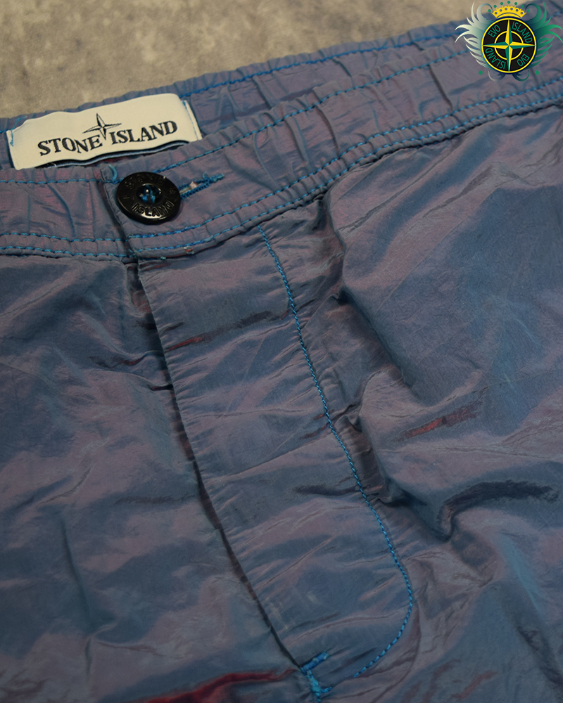 Stone Island Nylon Metal Pink Weft Shorts Blue - S