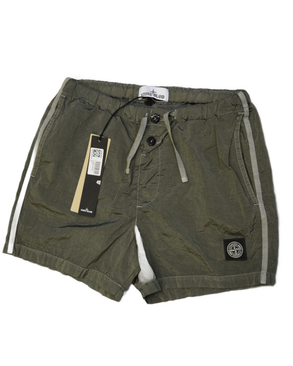 Stone Island Nylon Metal Patch Project Swim Shorts Green front view