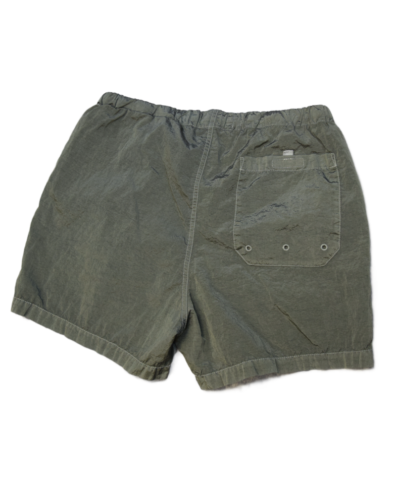 Stone Island Nylon Metal Patch Project Swim Shorts Green back view