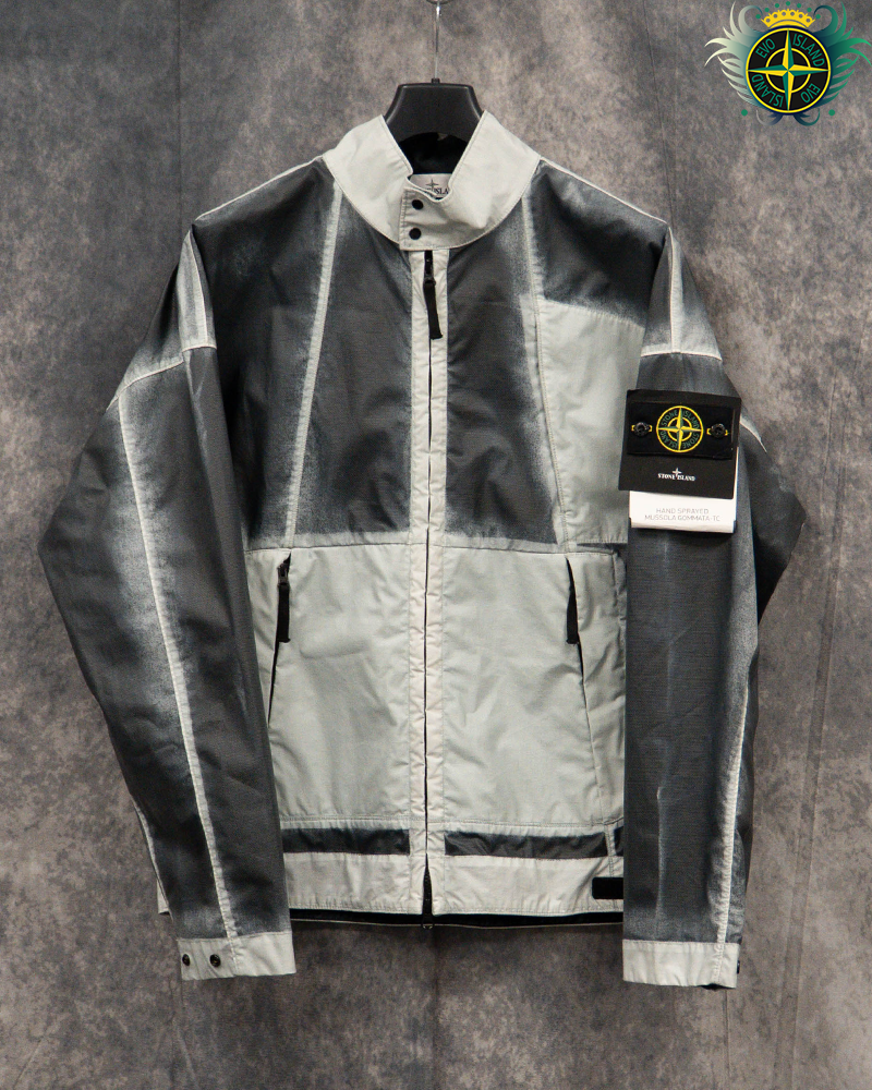 Stone Island Hand Sprayed Mussola Gommata TC Jacket Black/White - L