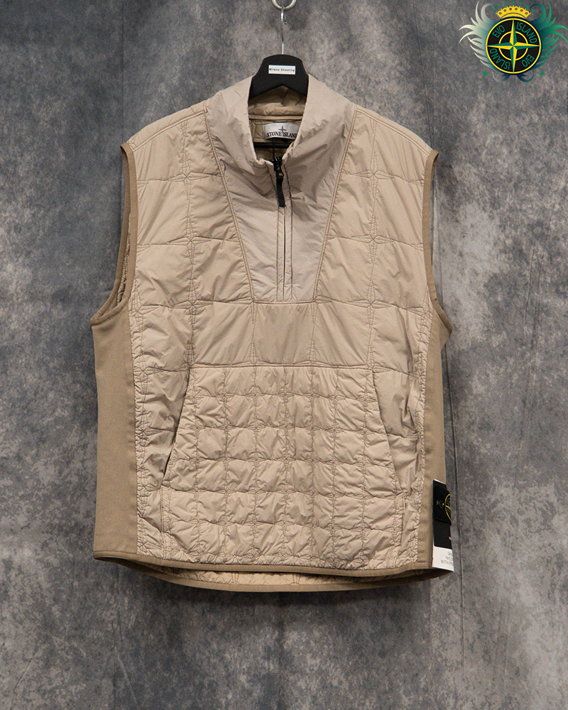 Stone Island Skin Touch Nylon Stella with Primaloft TC Pullover Gilet Beige - L