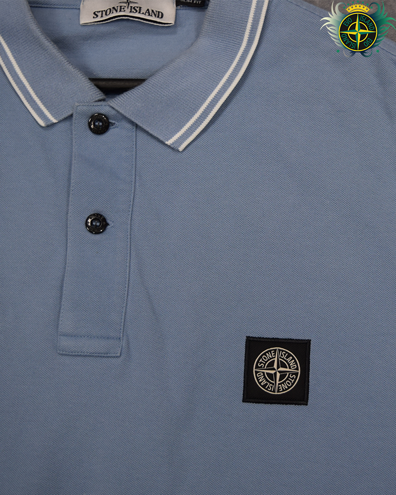 Stone Island Compass Patch Polo Light Blue -3XL