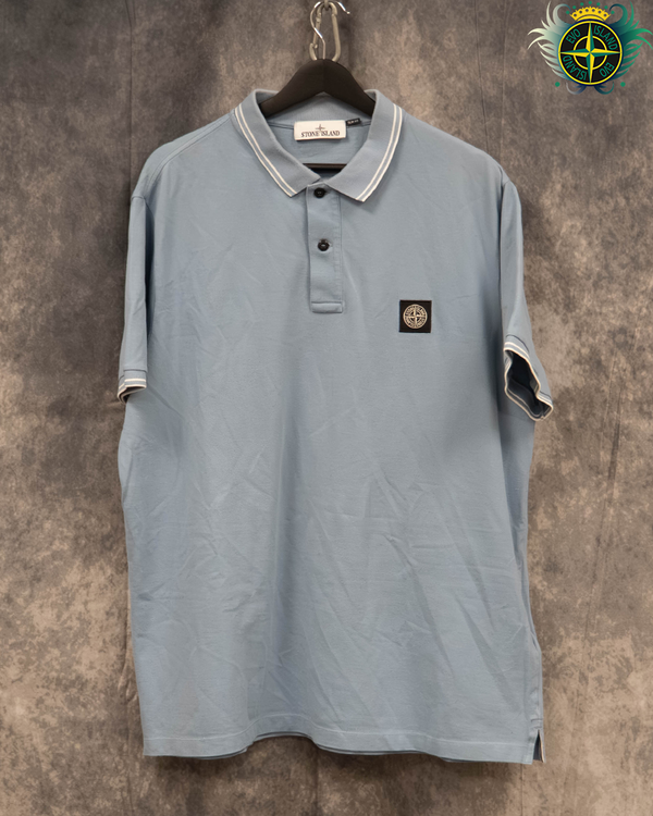 Stone Island Compass Patch Polo Light Blue -3XL