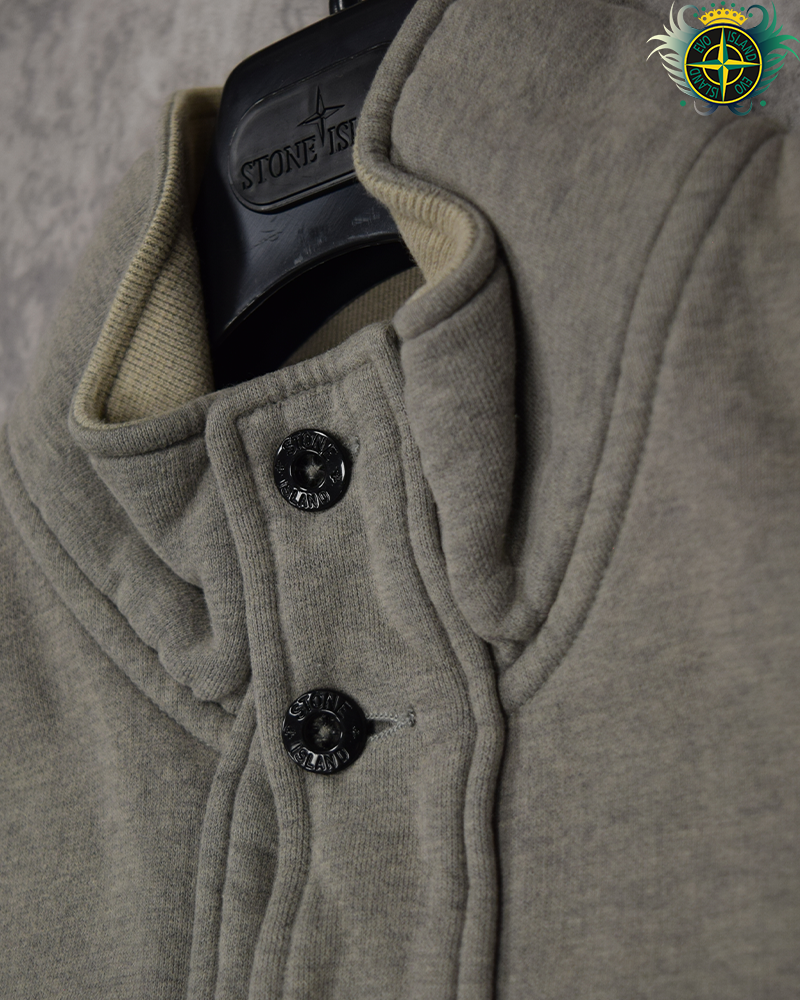 Stone Island Buttoned Cotton Jumper Grey - 3XL