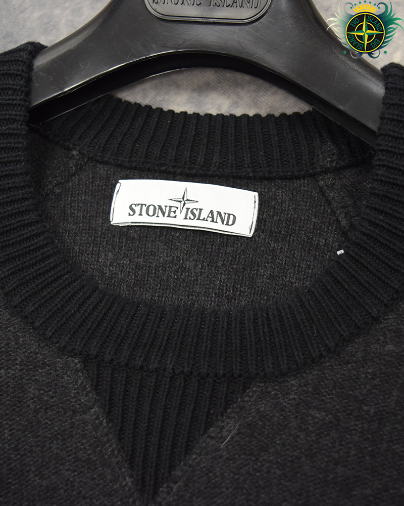 Stone Island Lana Wool Knit Jumper Charcoal