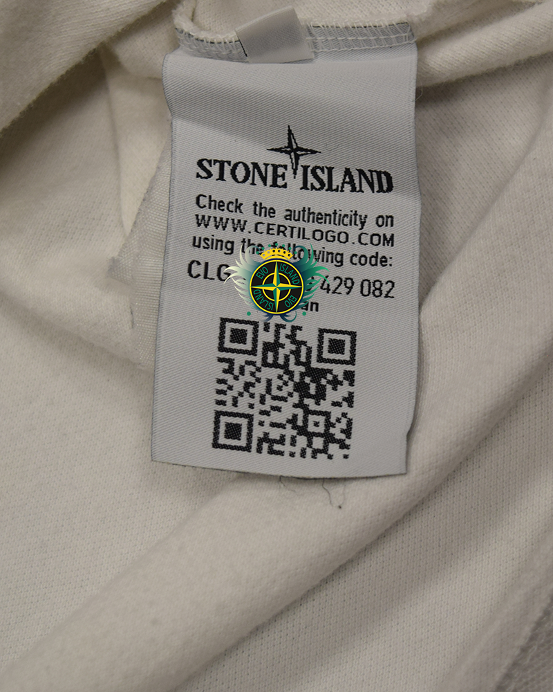 Stone Island Long Sleeved Compass Patch Polo Shirt White
