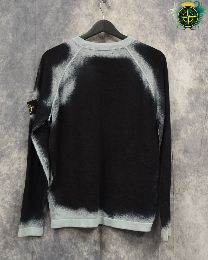 Stone Island Hand Sprayed Lightweight Crewneck Knit Black/Blue - M