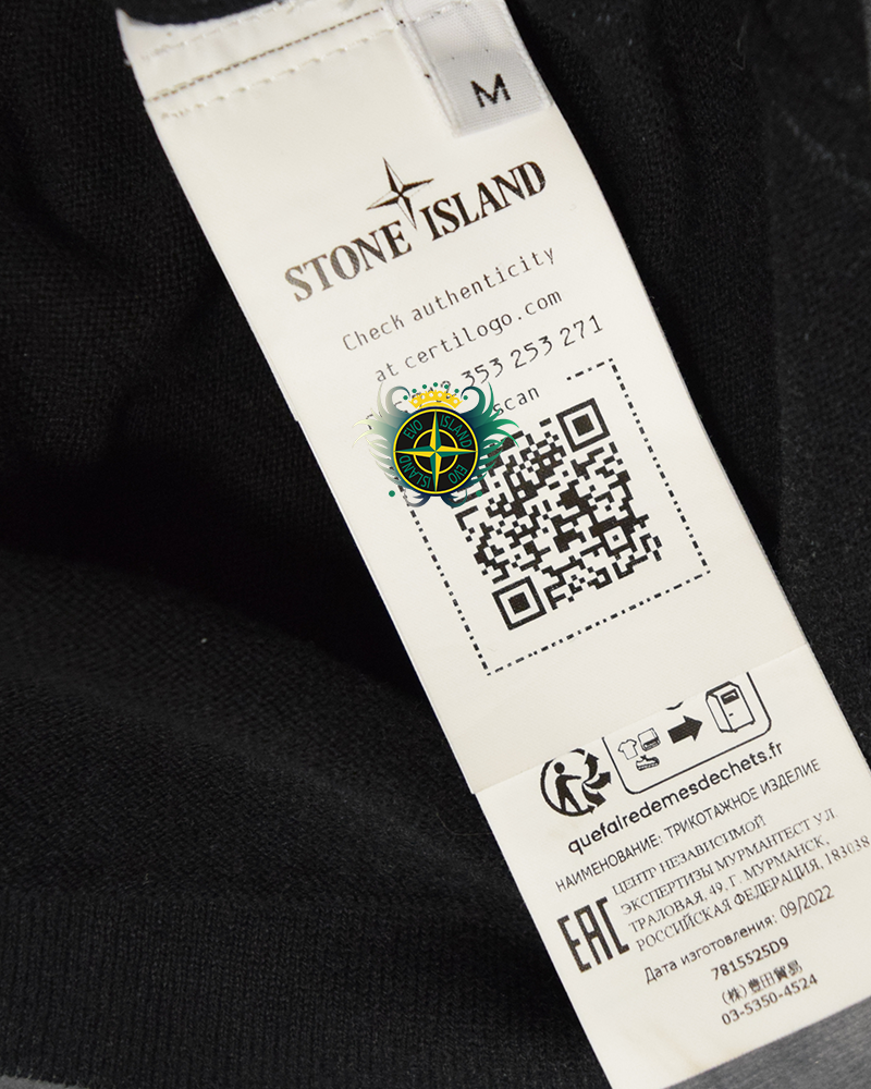 Stone Island Hand Sprayed Lightweight Crewneck Knit Black/Blue - M