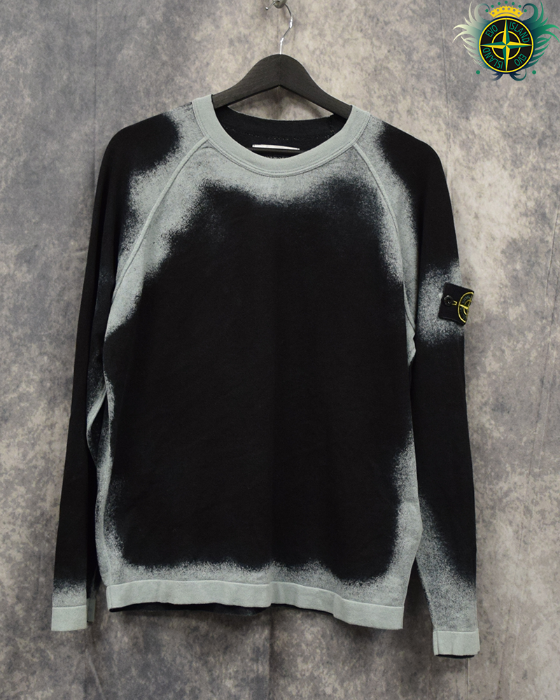 Stone Island Hand Sprayed Lightweight Crewneck Knit Black/Blue - M