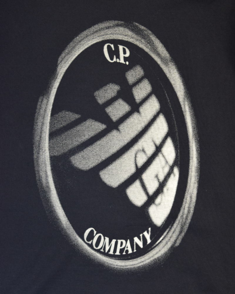 C.P Company x Armani Mercurised Cotton T-Shirt Navy Blue detail view