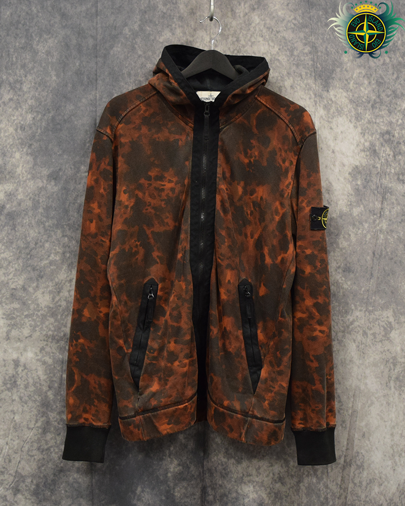 Stone Island Tortoise Camo Full Zip Hoodie Red - L