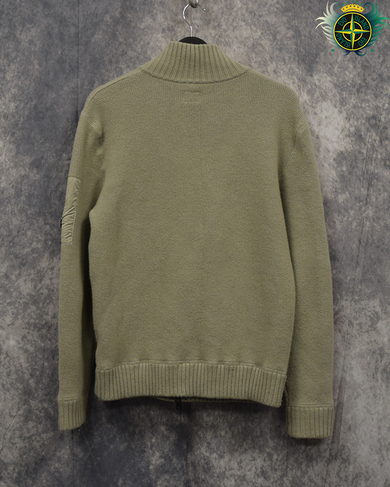 C.P Company Full Zip Knit Tech Jumper Stone - L