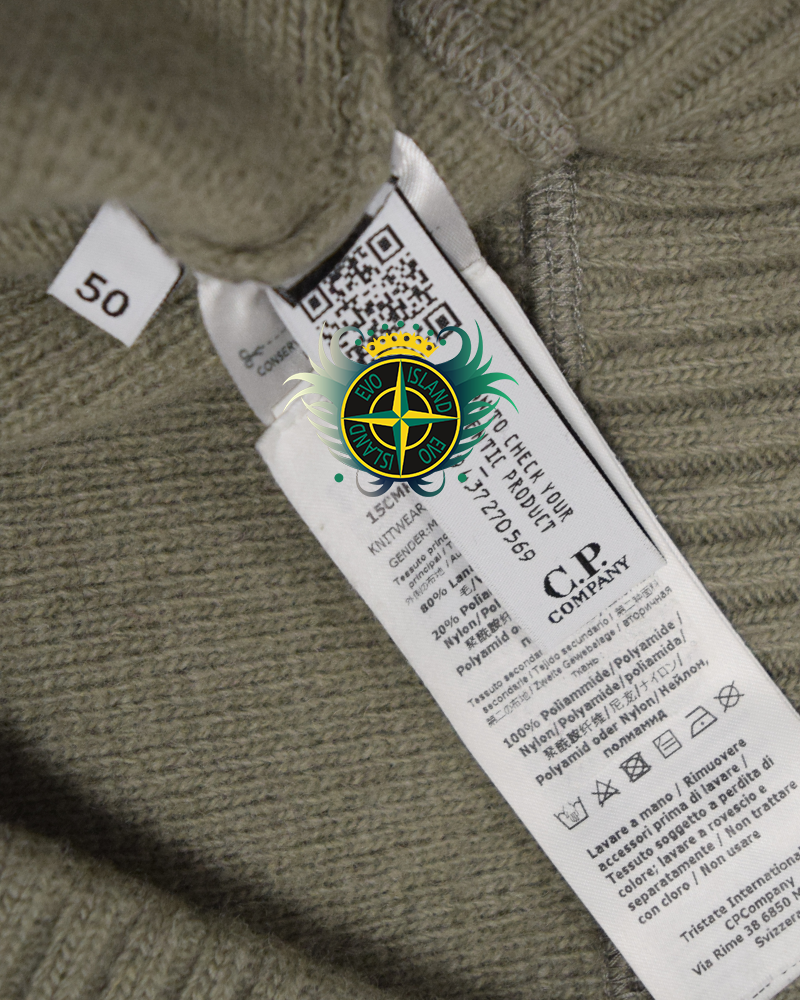C.P Company Full Zip Knit Tech Jumper Stone - L