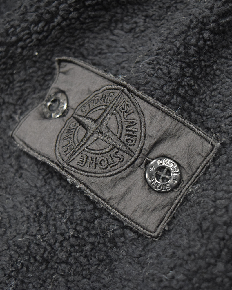 Stone Island Shadow Project Asymmetrical Teddy Fleece Jacket Black