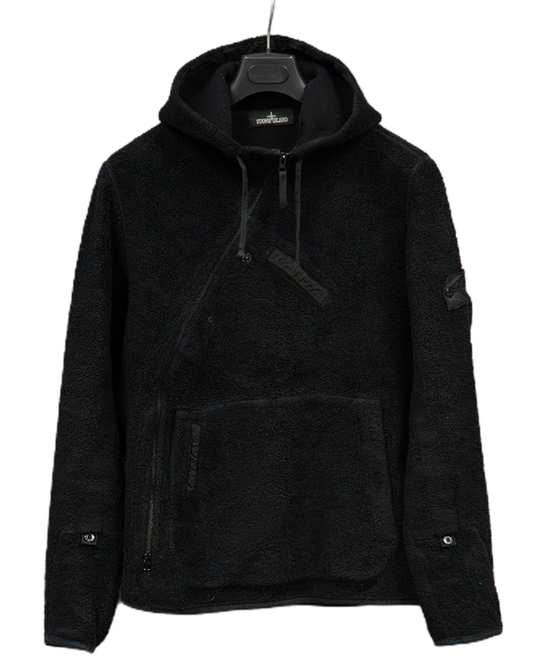 Stone Island Shadow Project Asymmetrical Teddy Fleece Jacket Black