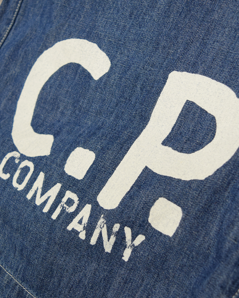 C.P Company Spell Out Denim Shorts Blue
