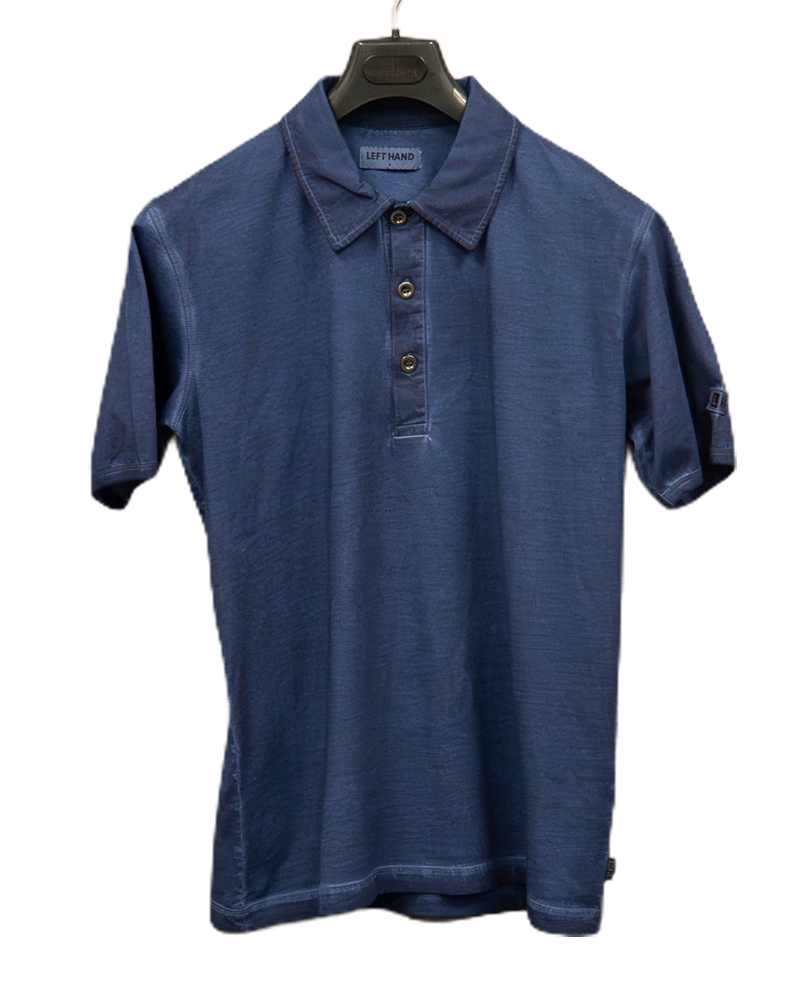 Left Hand Cold Dye Polo Shirt Blue