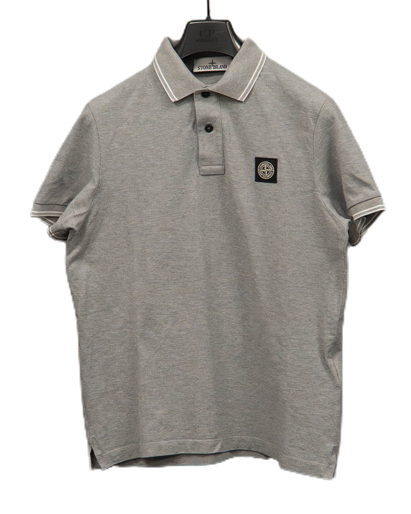 Stone Island Patch Logo Polo Shirt Grey - SML