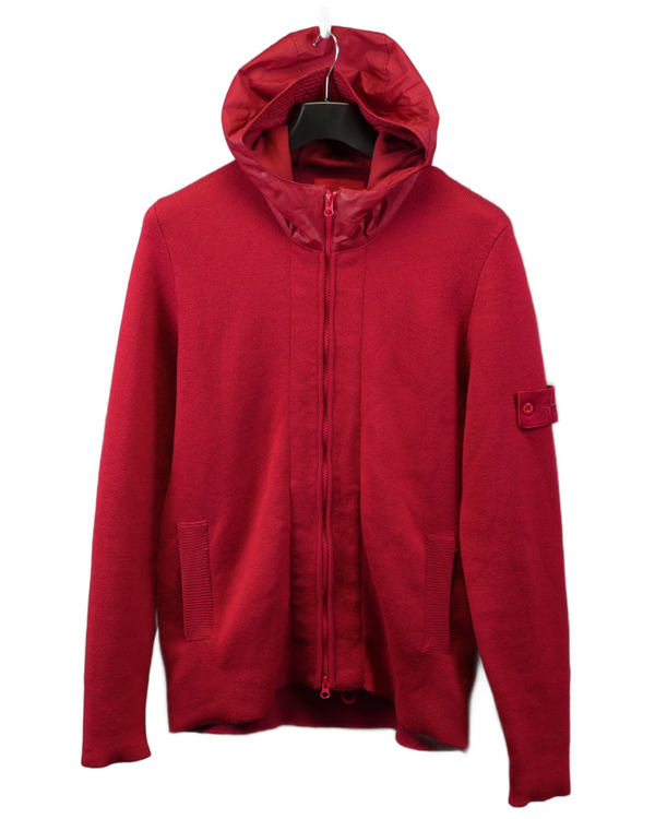 Stone Island Red Ghost Piece Full Zip Hoodie Red front view