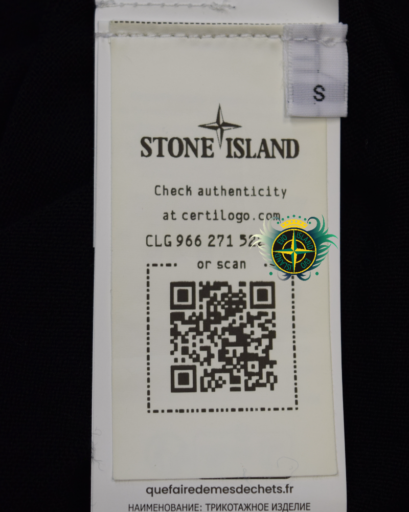 Stone Island Long Sleeved Lightweight Knit Polo Ghost Piece Black detail view