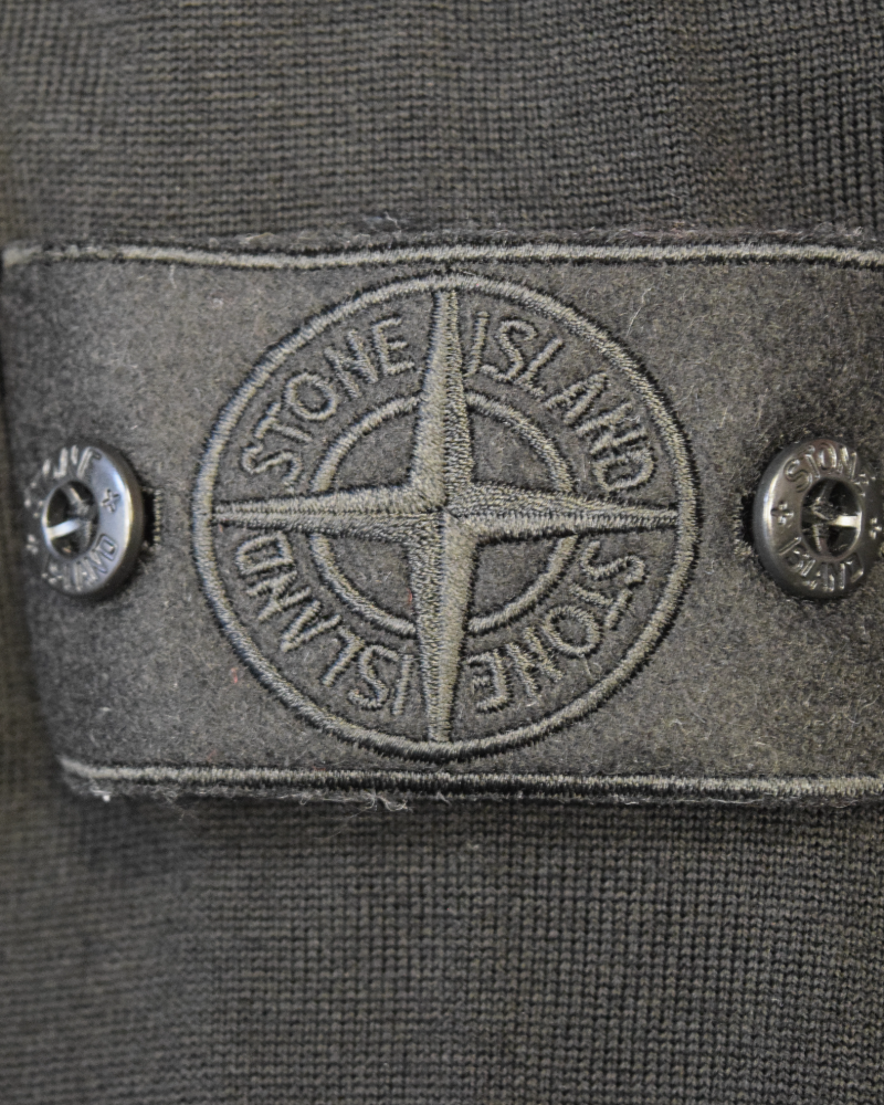 Stone Island Long Sleeved Lightweight Knit Polo Ghost Piece Black detail view