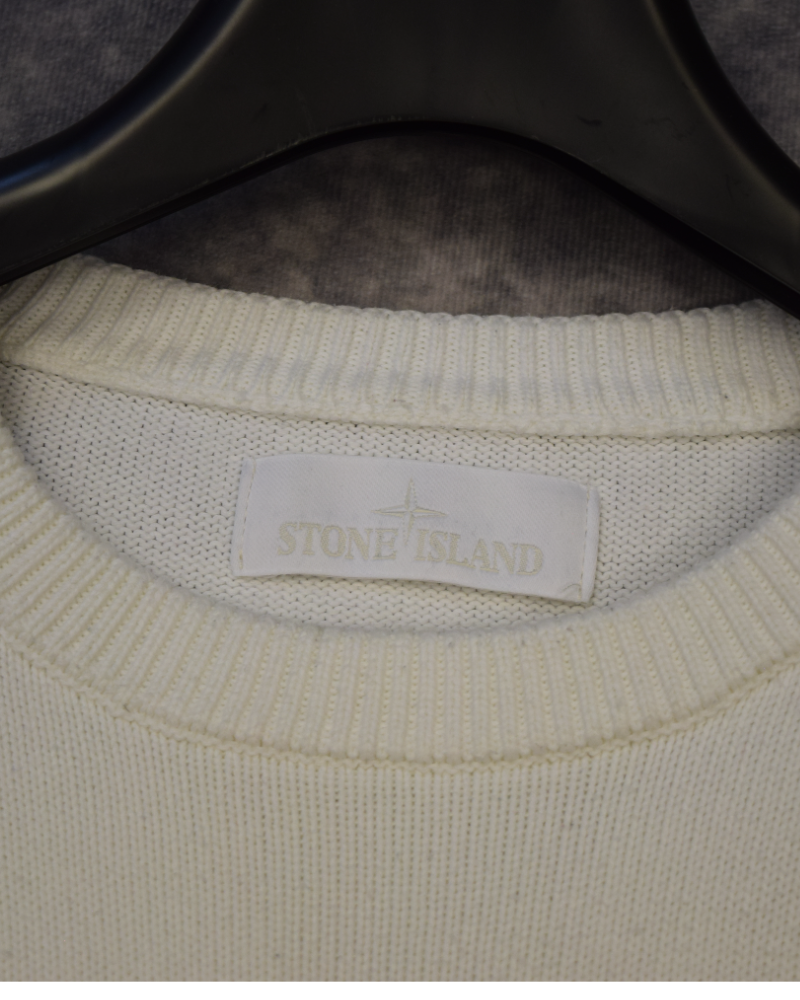 Stone Island White Ghost Piece Patch Knit White detail view
