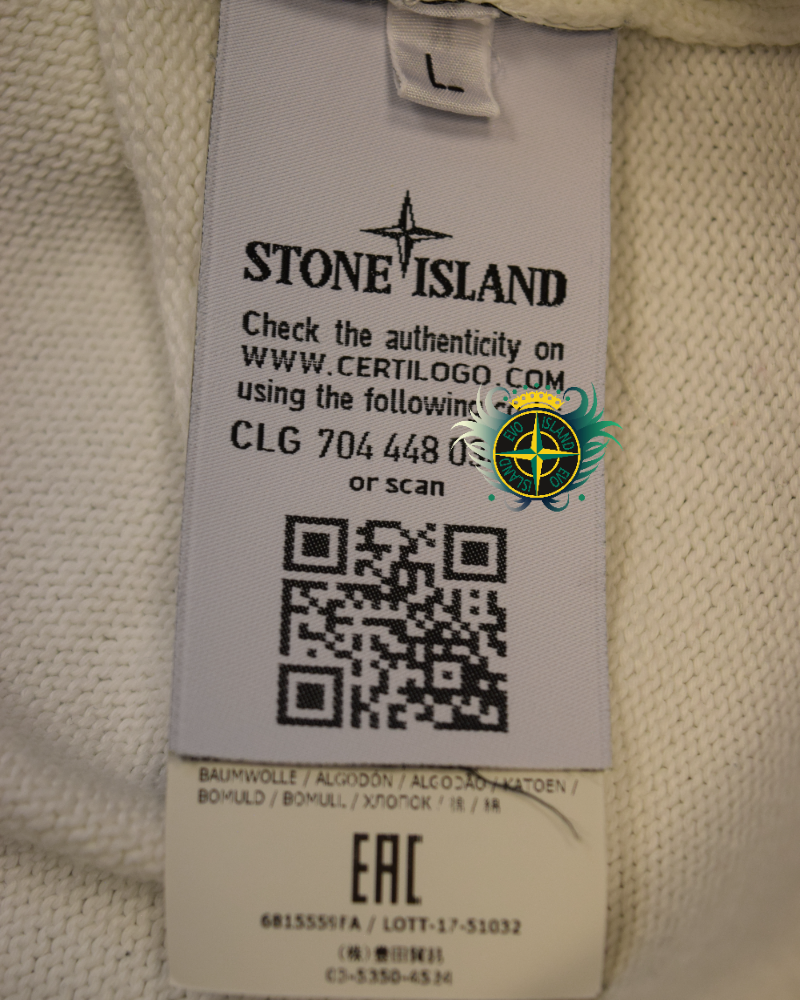 Stone Island White Ghost Piece Patch Knit White detail view