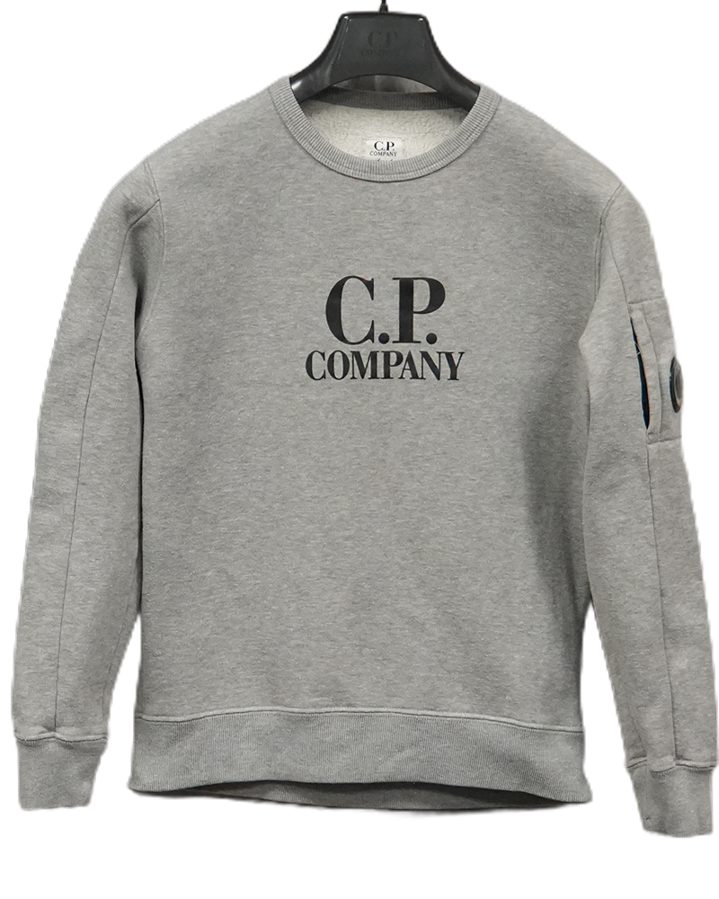 C.P Company Chest Spell Out Lens Crewneck Sweatshirt Grey