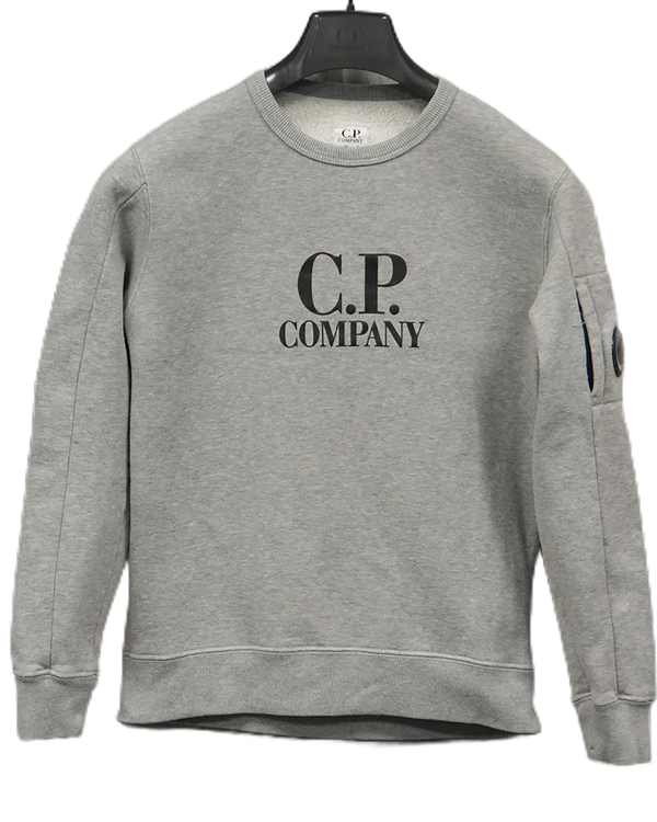 C.P Company Chest Spell Out Lens Crewneck Sweatshirt Grey
