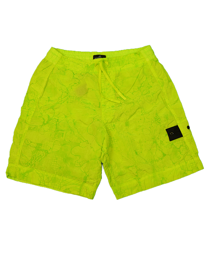 Stone Island Shadow Project Waffle Print Shorts Neon Green