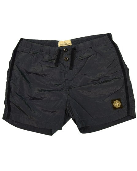 Stone Island Nylon Metal Patch Project Swim Shorts Blue back view